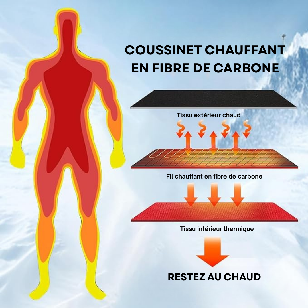 Sous-vêtement chauffant haut | 16 éléments chauffants, réglages de chaleur ajustables & idéal pour les activités hivernales en plein air