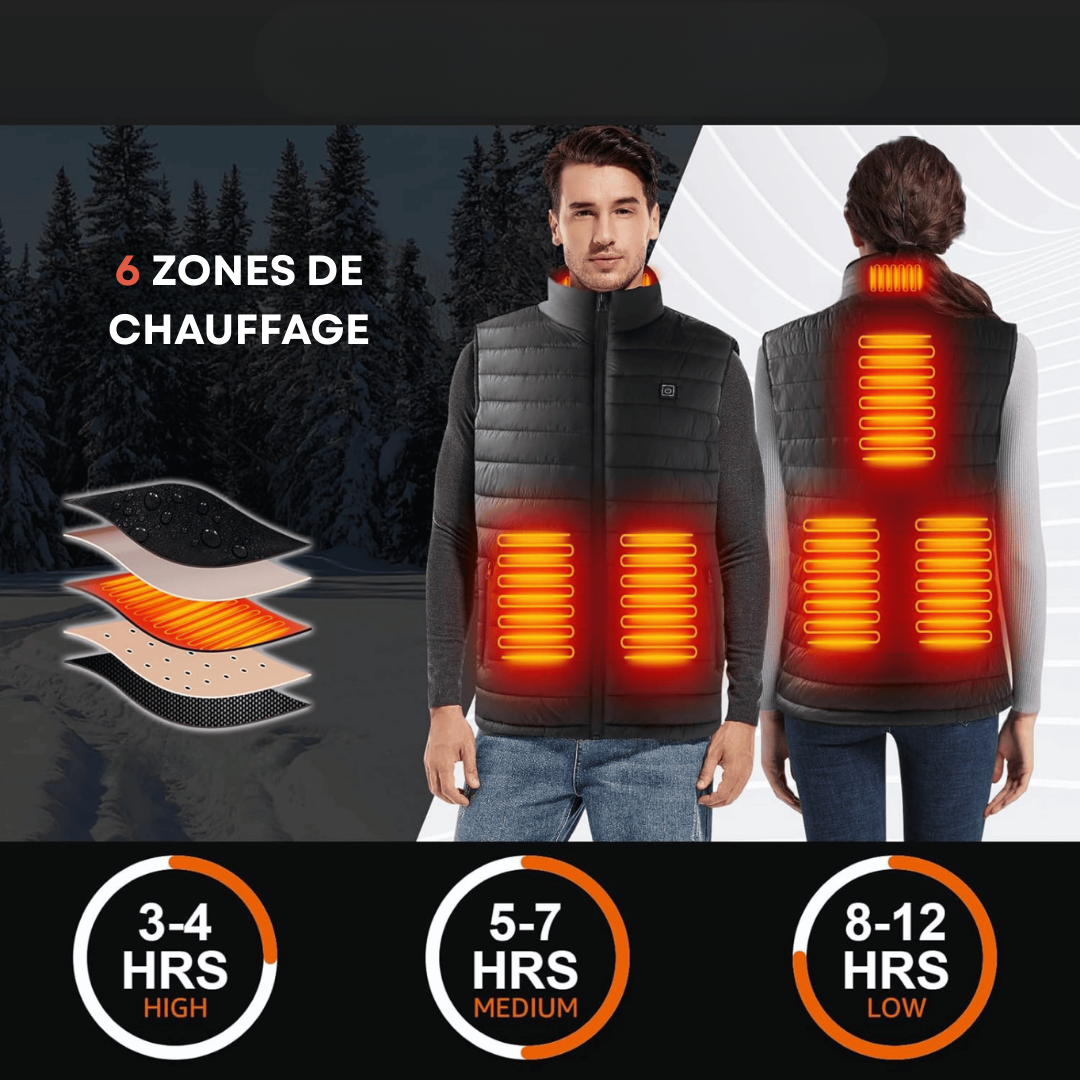 Gilet Chauffant Unisexe – Léger, Déperlant & 3 Niveaux de Température