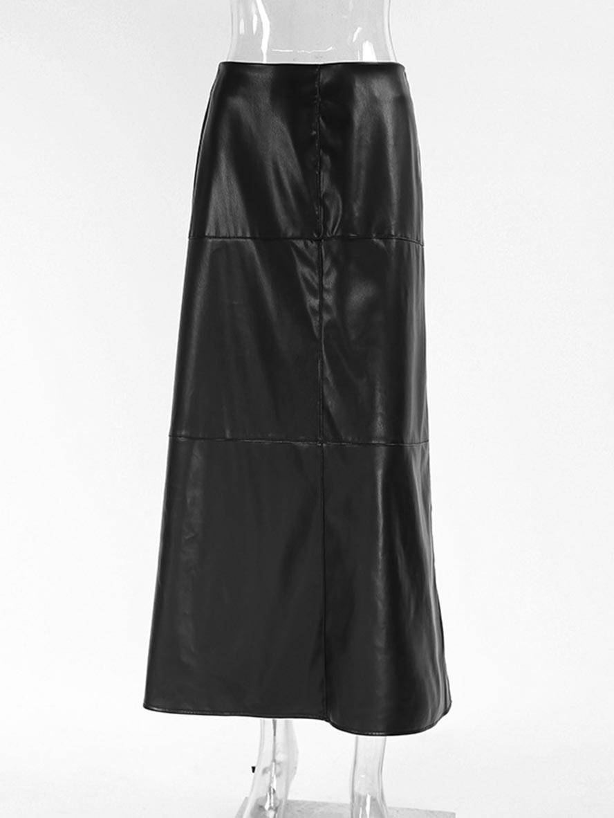 Cocolii jupe en simili cuir femme élégant vintage décontracté mode