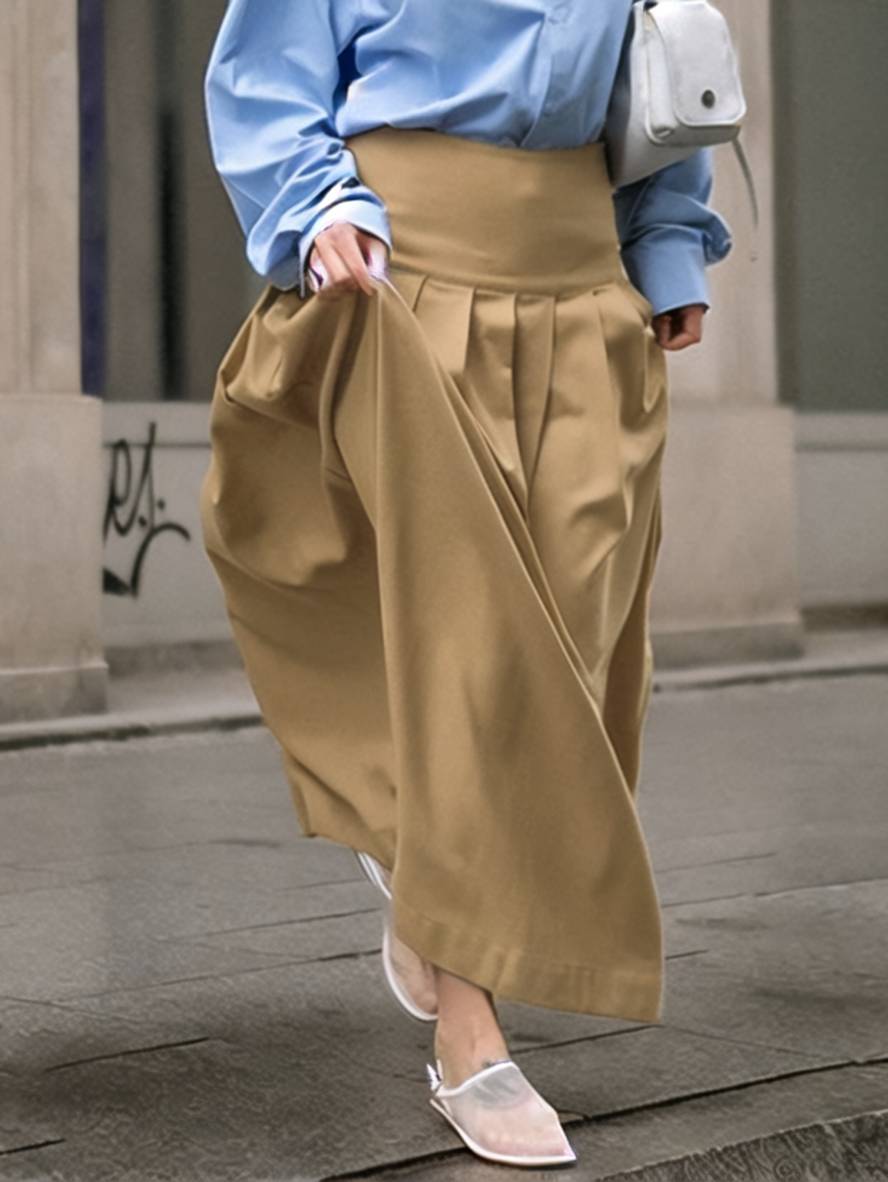 Cocolii jupe trapèze unicolore plissé femme élégant décontracté mode