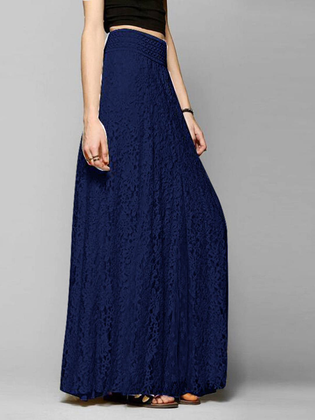 Cocolii longue jupe femme en dentelle florale style bohème chic taille haute de soirée élégante pour cérémonie mariage