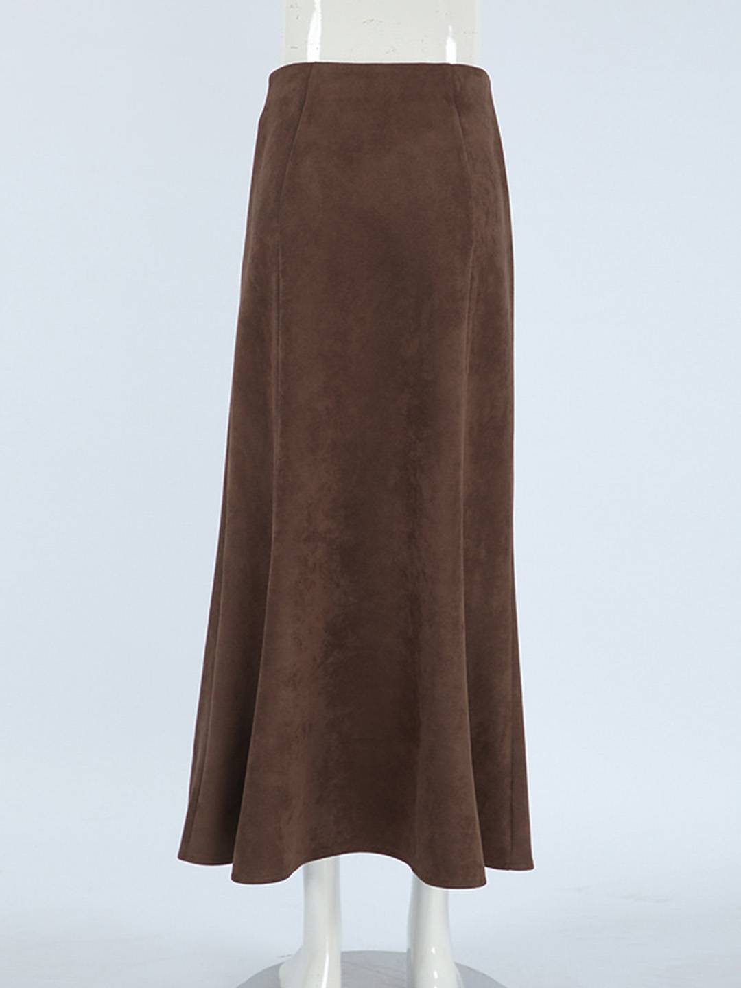 Cocolii longue jupe femme en daim synthétique jupe maxi évasée taille haute style rétro élégant pour automne hiver