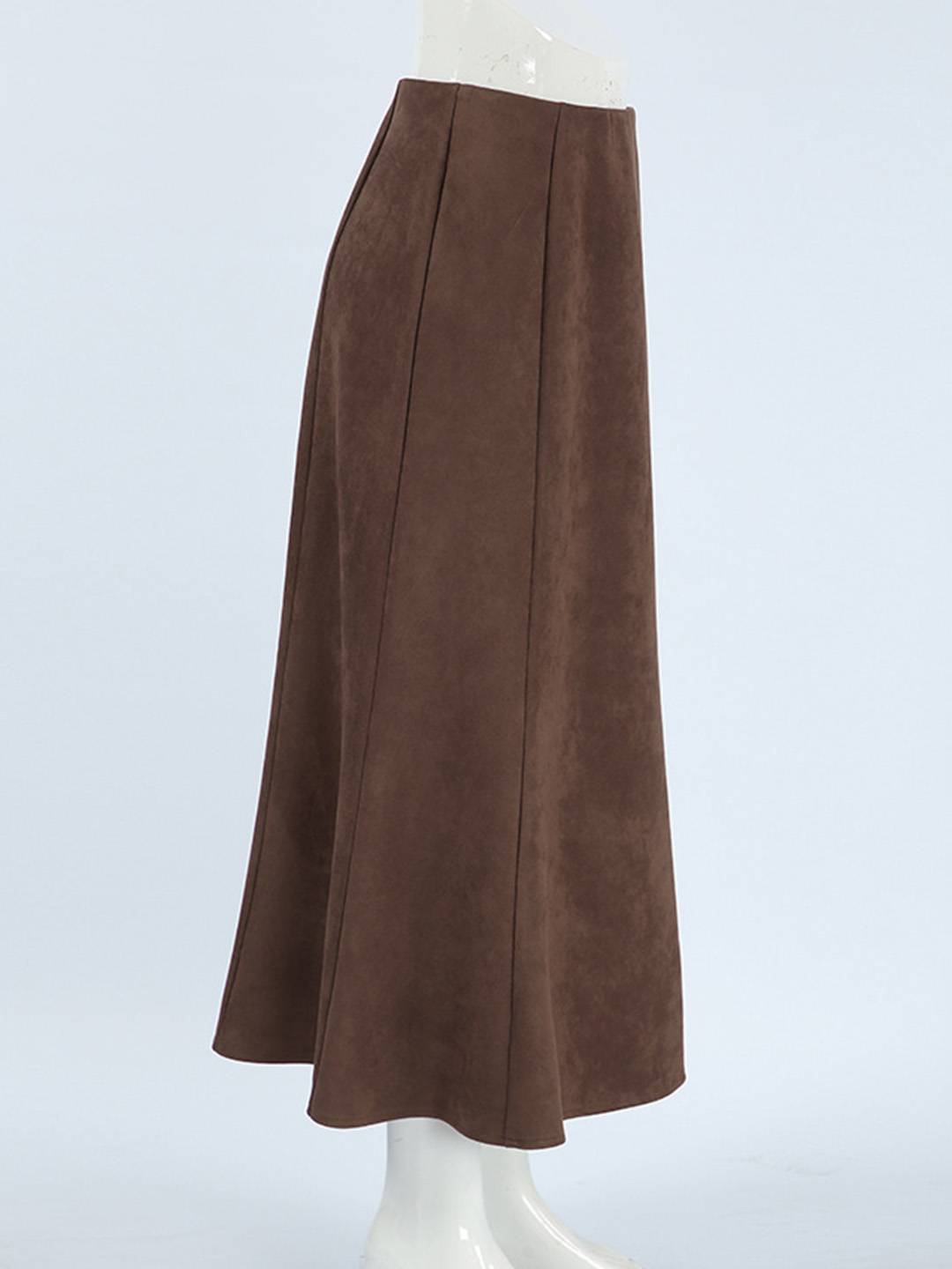 Cocolii longue jupe femme en daim synthétique jupe maxi évasée taille haute style rétro élégant pour automne hiver