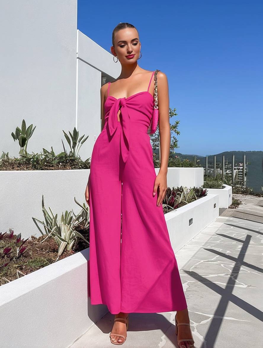 Cocolii combinaisons larges jambes évasé noeud papillon à fines brides sans manches femme casual décontracté