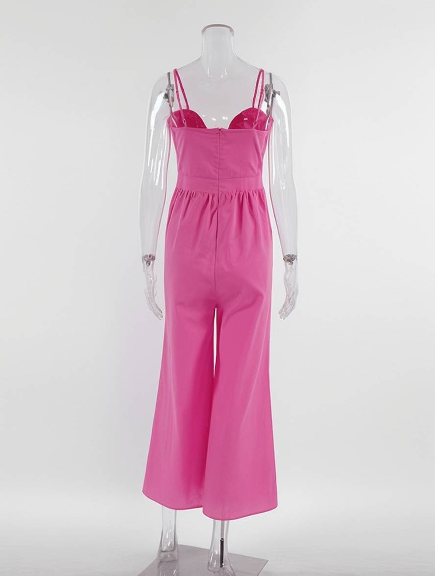 Cocolii combinaisons larges jambes évasé noeud papillon à fines brides sans manches femme casual décontracté