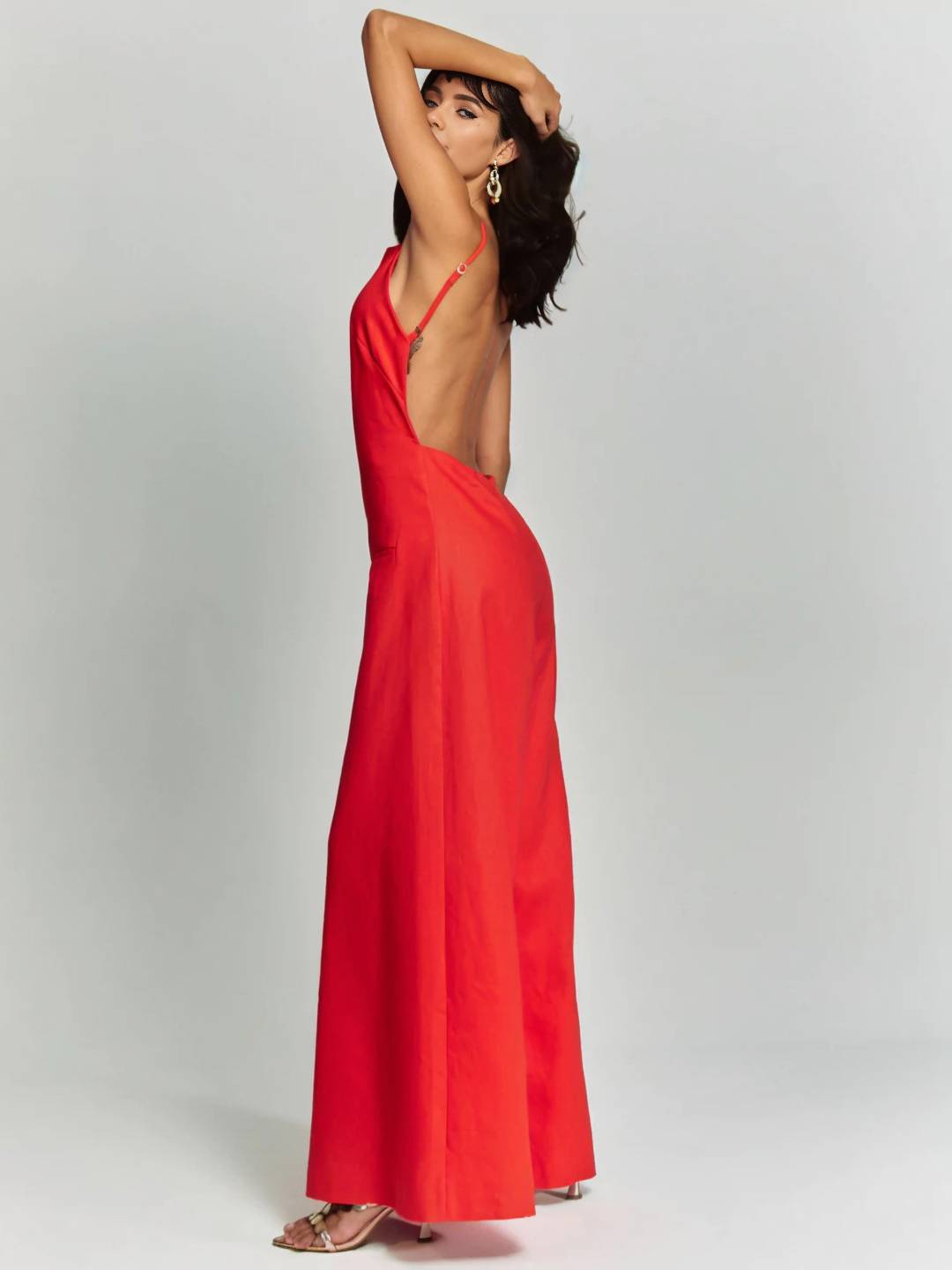 Cocolii combinaisons larges jambes évasé lin dos nu à fines brides sans manches élégant décontracté style vacances pour femmes