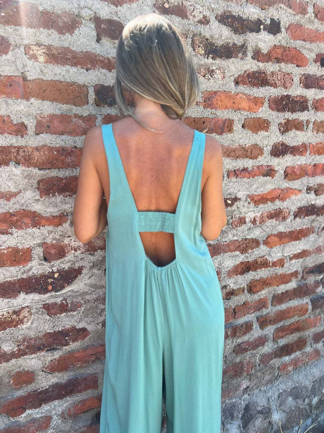 Cocolii combinaisons boutonnage poches dos nu sans manches femme élégant décontracté casual