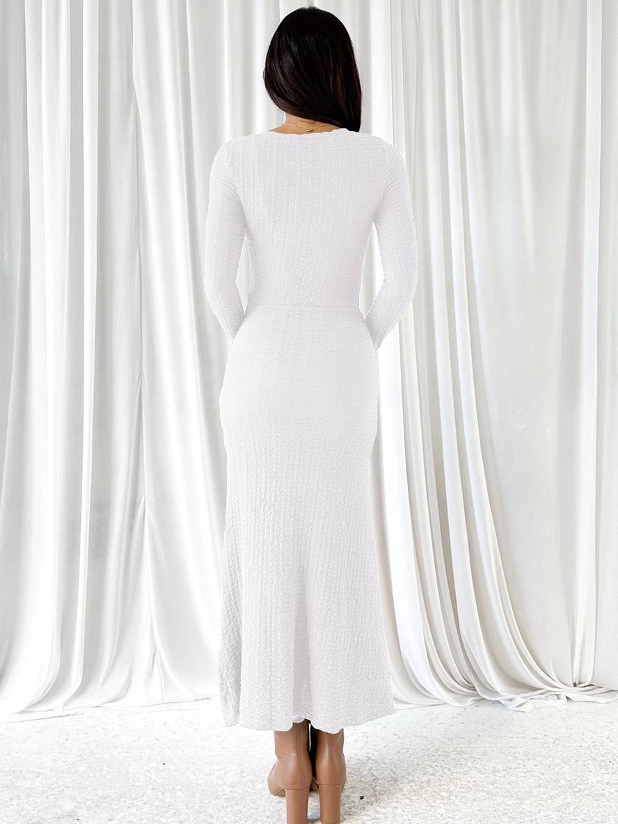 Cocolii robe longue moulante sirene robe v-cou manches longues femme élégant décontracté bal de promo