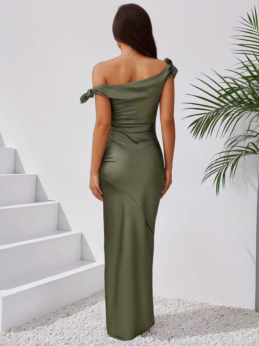 Cocolii robe demoiselle d'honneur robe en satin col bateau sans manches femme élégant de soirée invité mariage