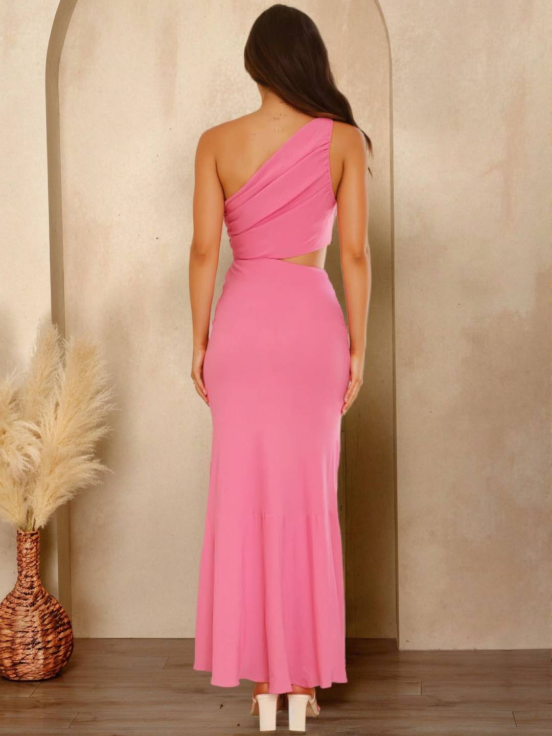 Cocolii robe longue une épaule fleurie découpes sans manches élégant de soirée invité mariage robe anniversaire de plage