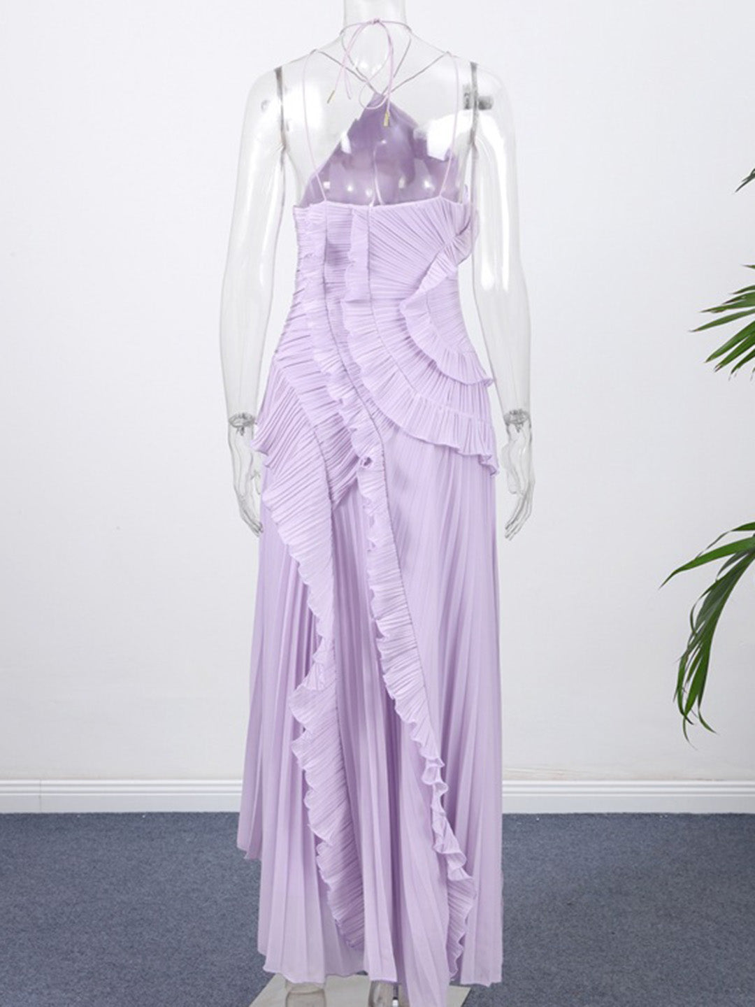 Cocolii longue robe de soirée licou plissé irrégulière fendu le côté dos nu sans manches élégant bal de promo occasions spéciales