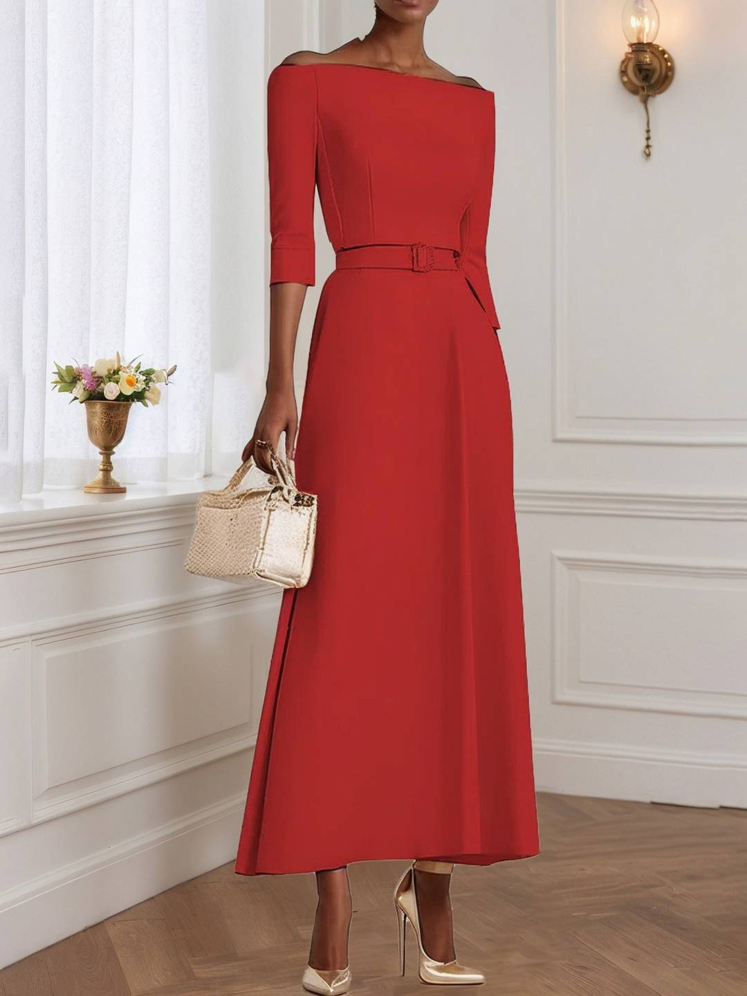 Cocolii robe longue de soirée pour mariage ceinture élégant style tailleur audrey hepburn vintage bal de promo cérémonie