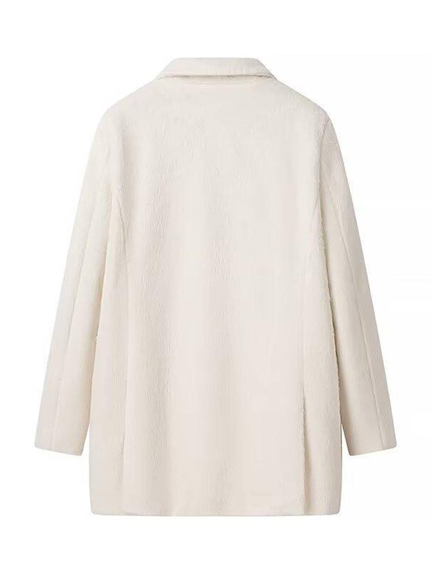 Cocolii oversized blazer unicolore boutonnage poches polo manches longues femme élégant décontracté hiver veste