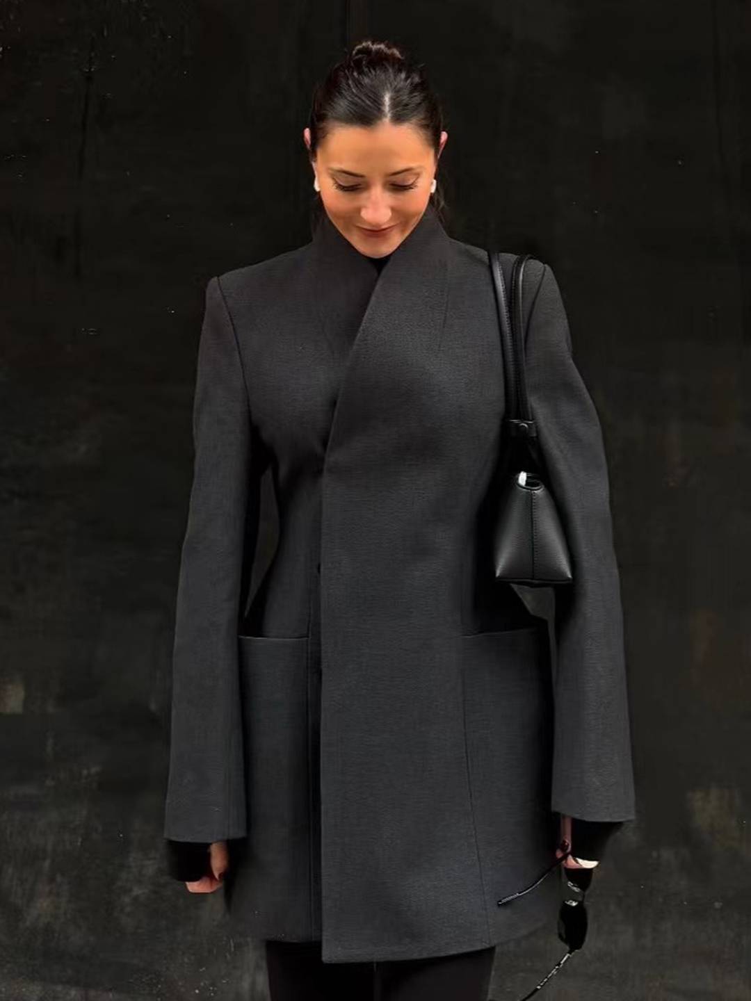 Cocolii blazer femme unicolore v-cou poches manches longues femme élégant vintage simple décontracté veste