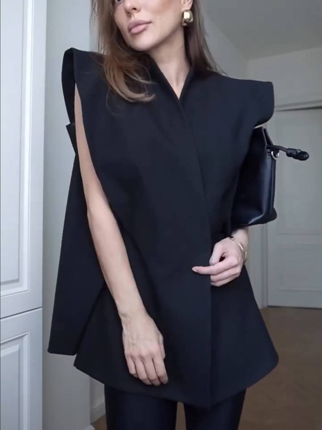 Cocolii veste blazer femme découpes boutons poches v-cou manches longues femme élégant décontracté vintage pour bureau