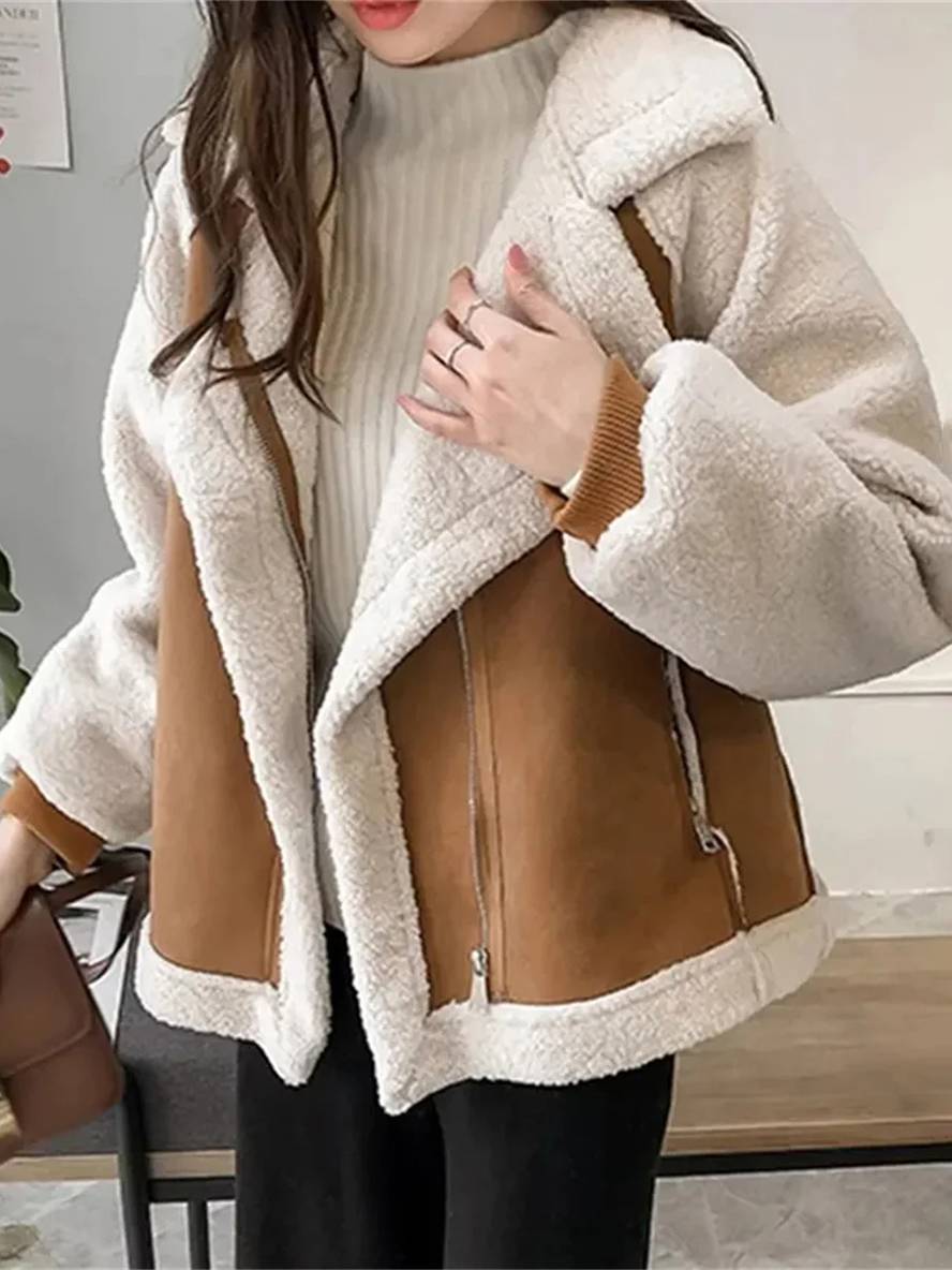 Cocolii blouson style aviateur femme suédine teddy oversized hiver vestes