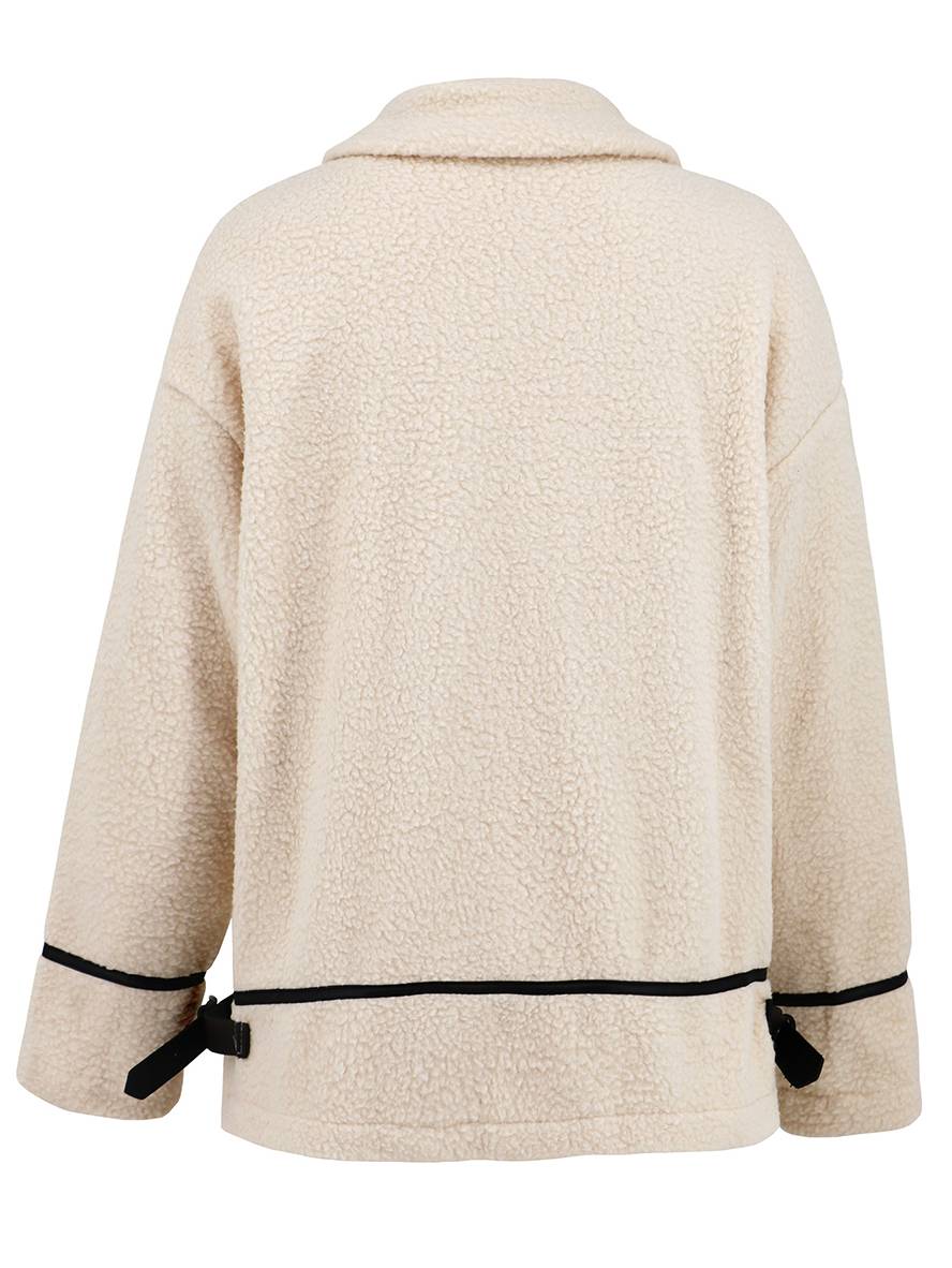 Cocolii manteau aviateur boutonnage poches chunky buckle col revers manches longues fermeture éclair femme décontracté veste