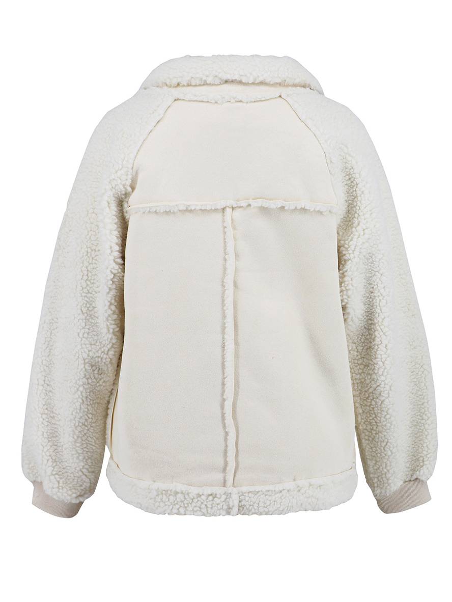 Cocolii manteau aviateur suedine poches col revers manches longues fermeture éclair femme élégant décontracté veste