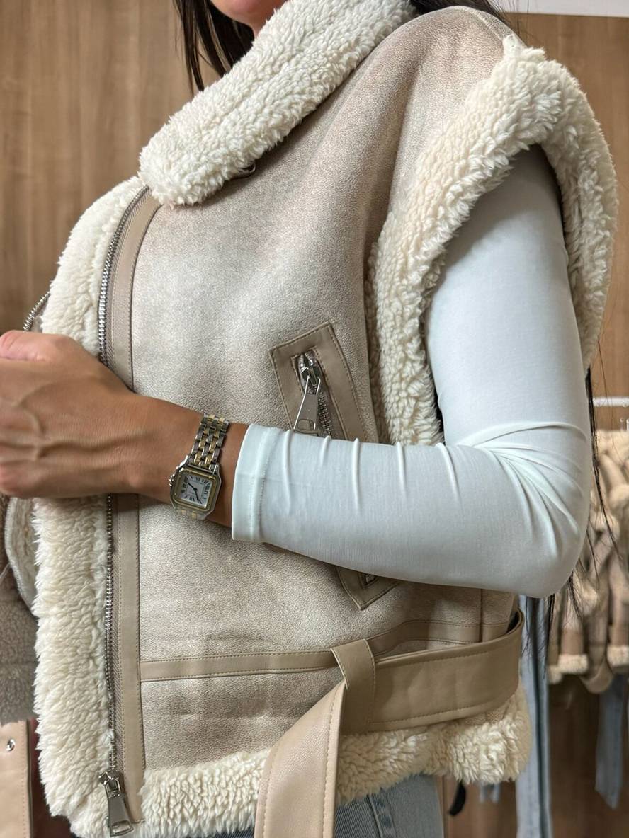 Cocolii court veste aviateur en daim molleton sans manches fermeture éclair poches ceinture femme décontracté gilet suedine