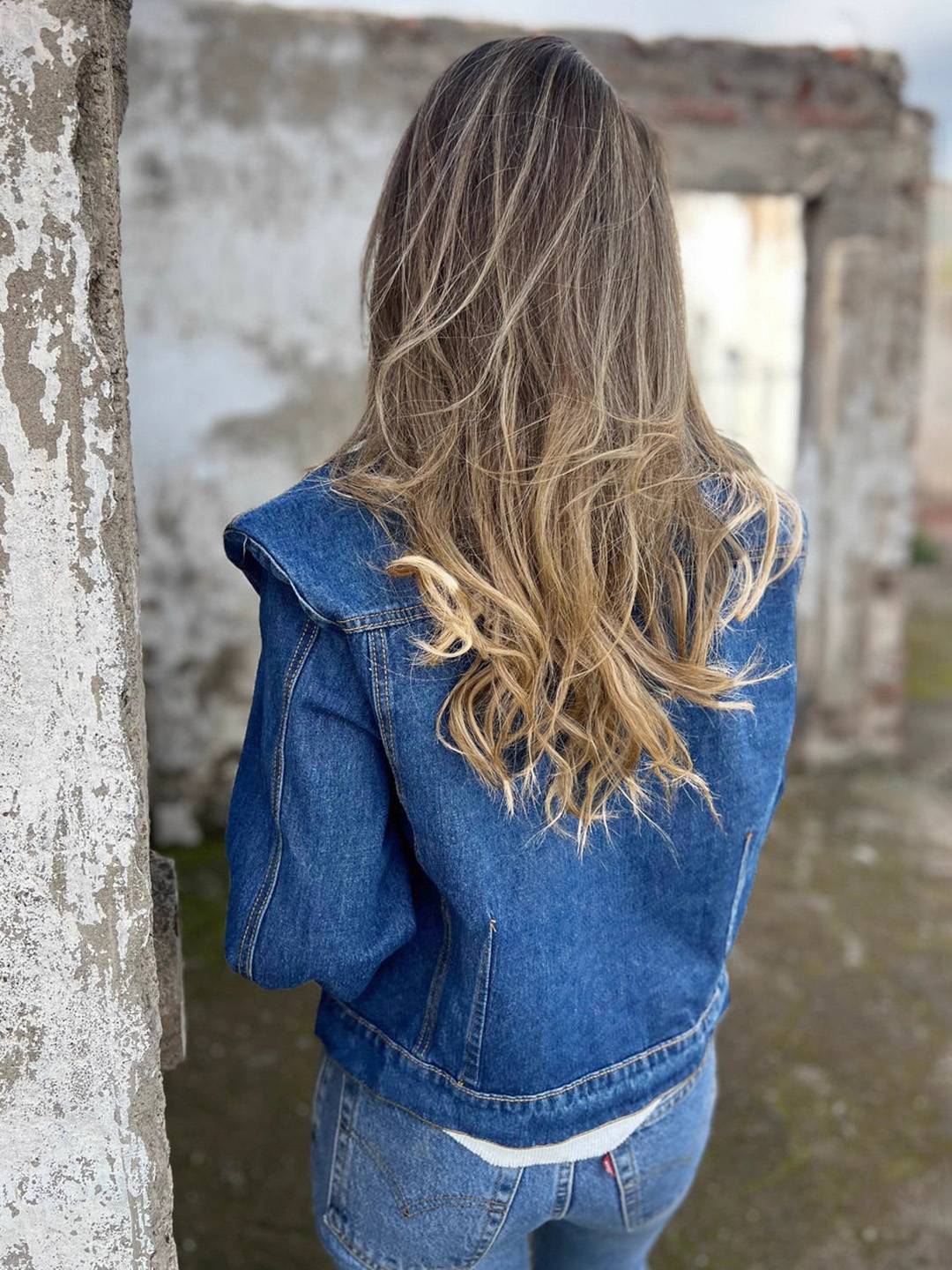 Cocolii veste en jean femme avec épaules structurées boutonnage manches longues vintage décontracté blouson
