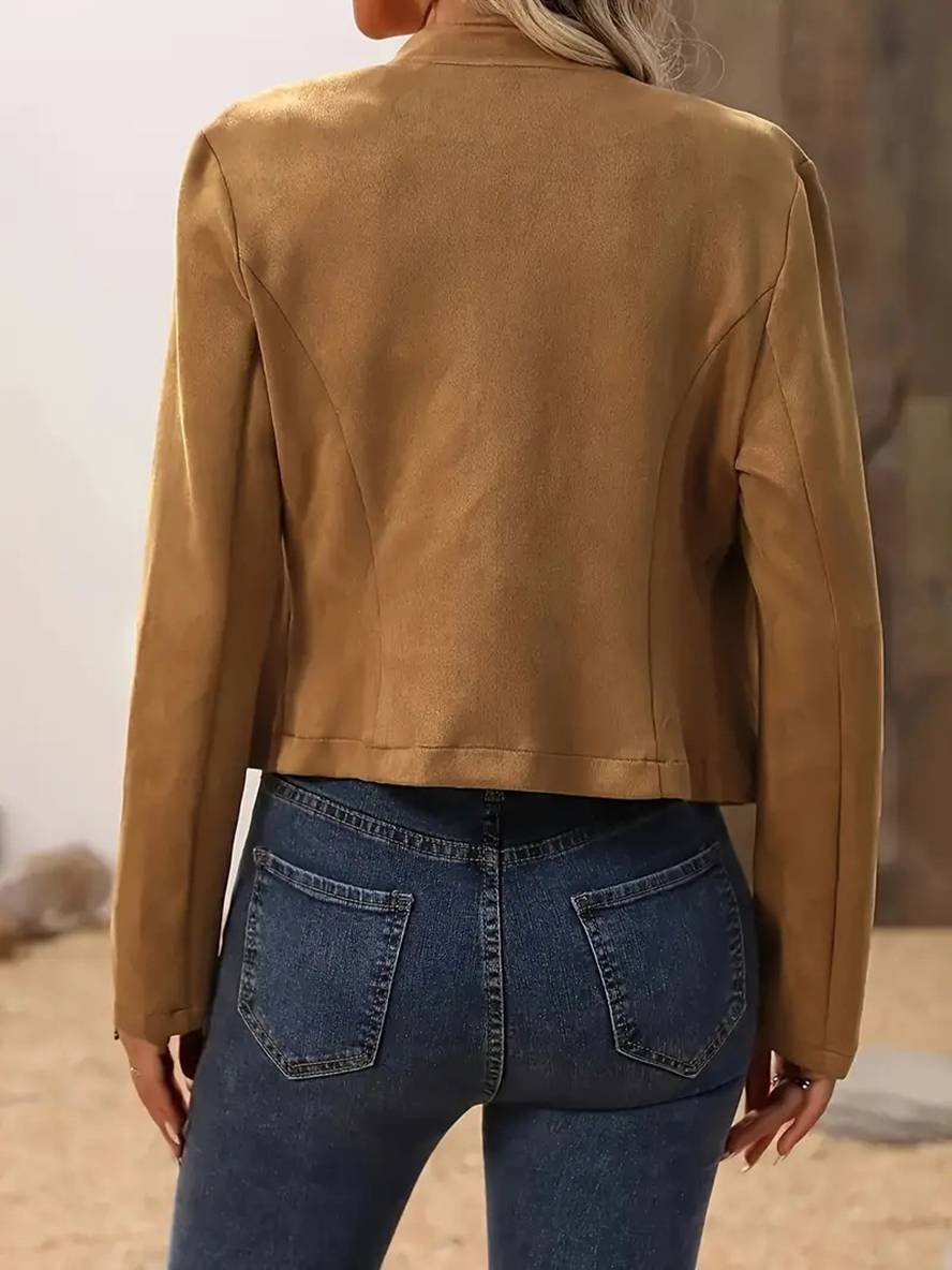 Cocolii veste officier unicolore double boutonnage col montant manches longues femme vintage décontracté