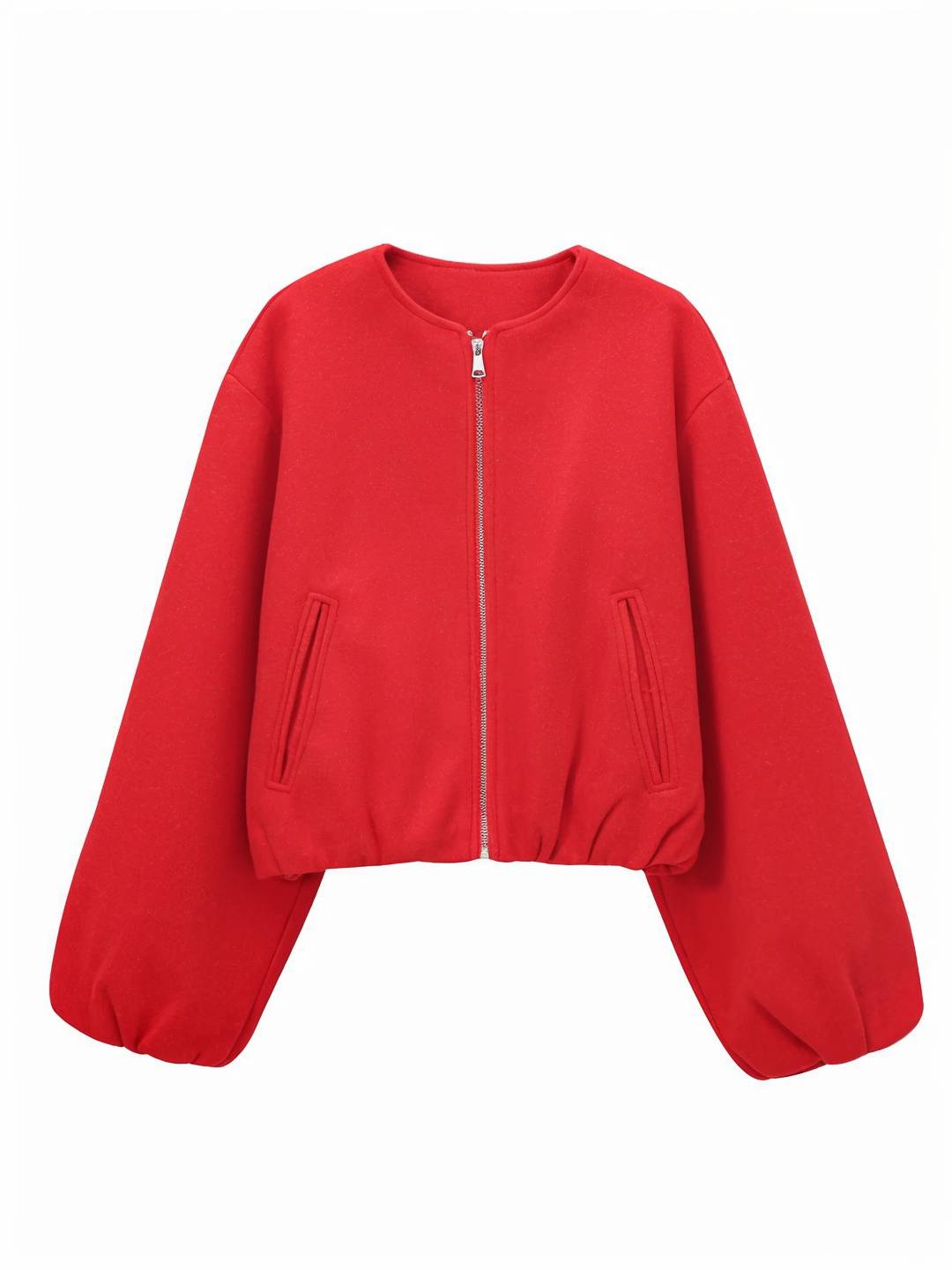 Cocolii veste court bombers fermeture éclair col rond manches longues femme décontracté blouson pour l'automne et l'hiver