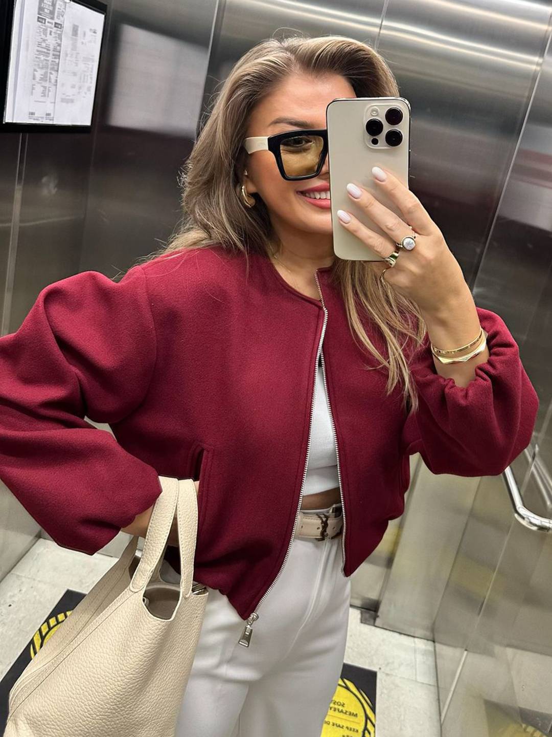 Cocolii veste court bombers fermeture éclair col rond manches longues femme décontracté blouson pour l'automne et l'hiver