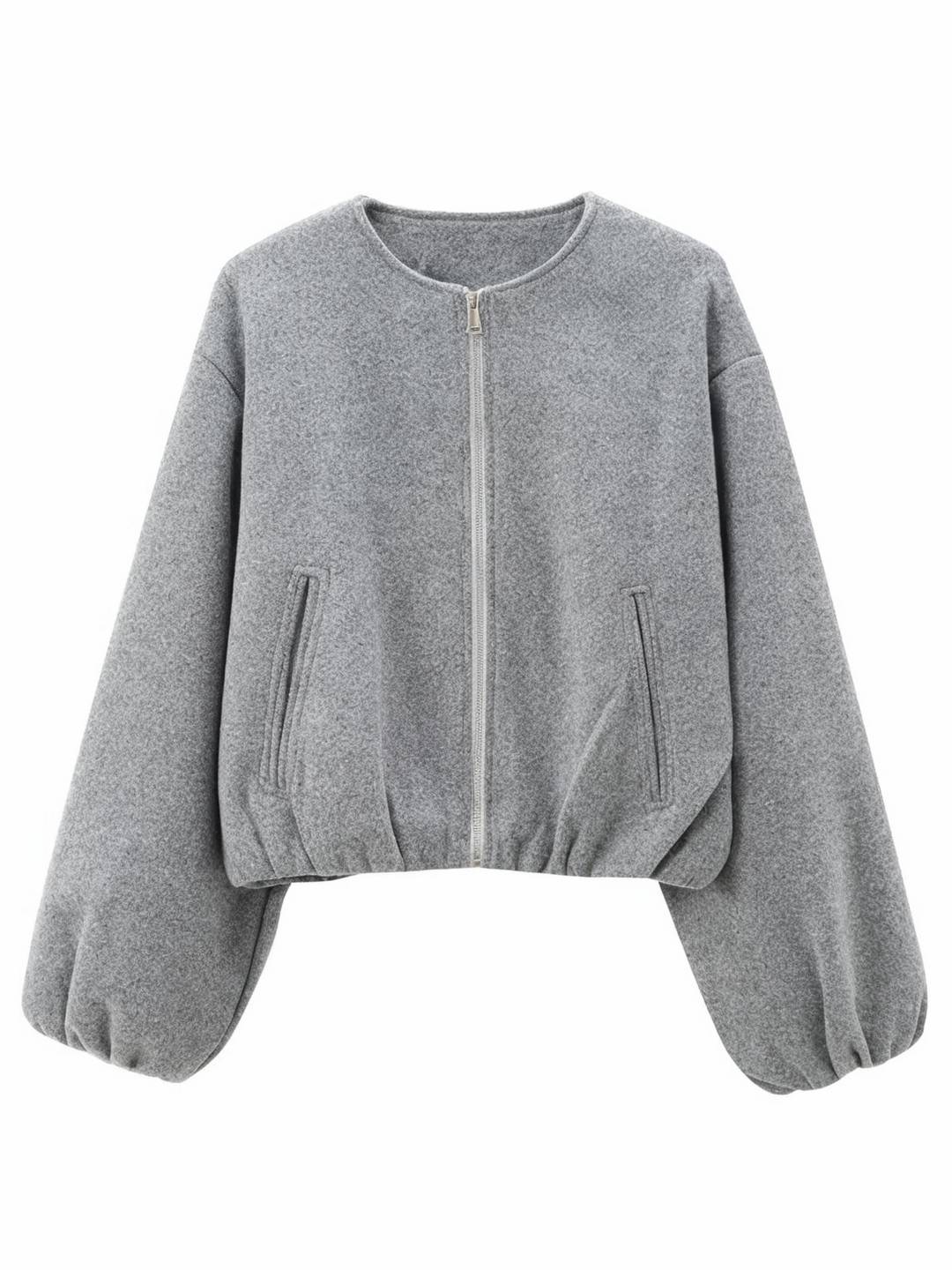 Cocolii veste court bombers fermeture éclair col rond manches longues femme décontracté blouson pour l'automne et l'hiver