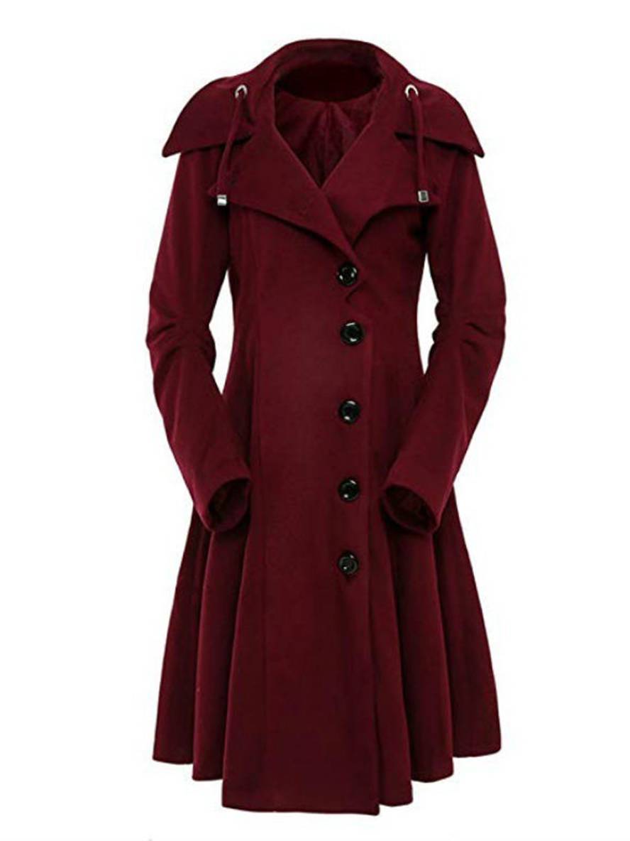 Cocolii mi-longue manteau en laine à capuche boutonnage femme élégant mode veste cape