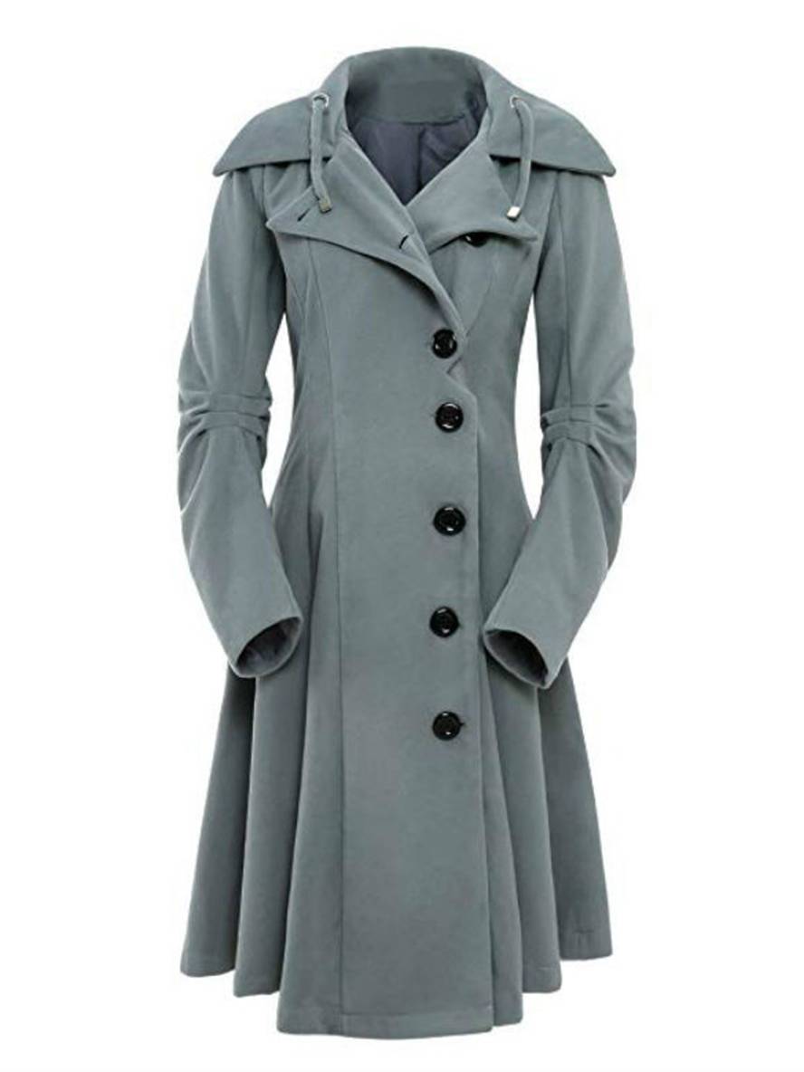 Cocolii mi-longue manteau en laine à capuche boutonnage femme élégant mode veste cape