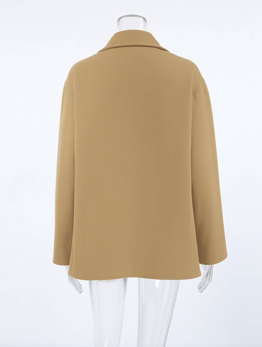 Cocolii court manteau en laine double boutonnage manches longues femme élégant décontracté ample casual hiver veste