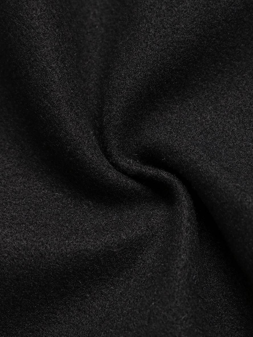 Cocolii longue manteau en laine unicolore boutonnage poches col revers manches longues femme élégant décontracté oversized