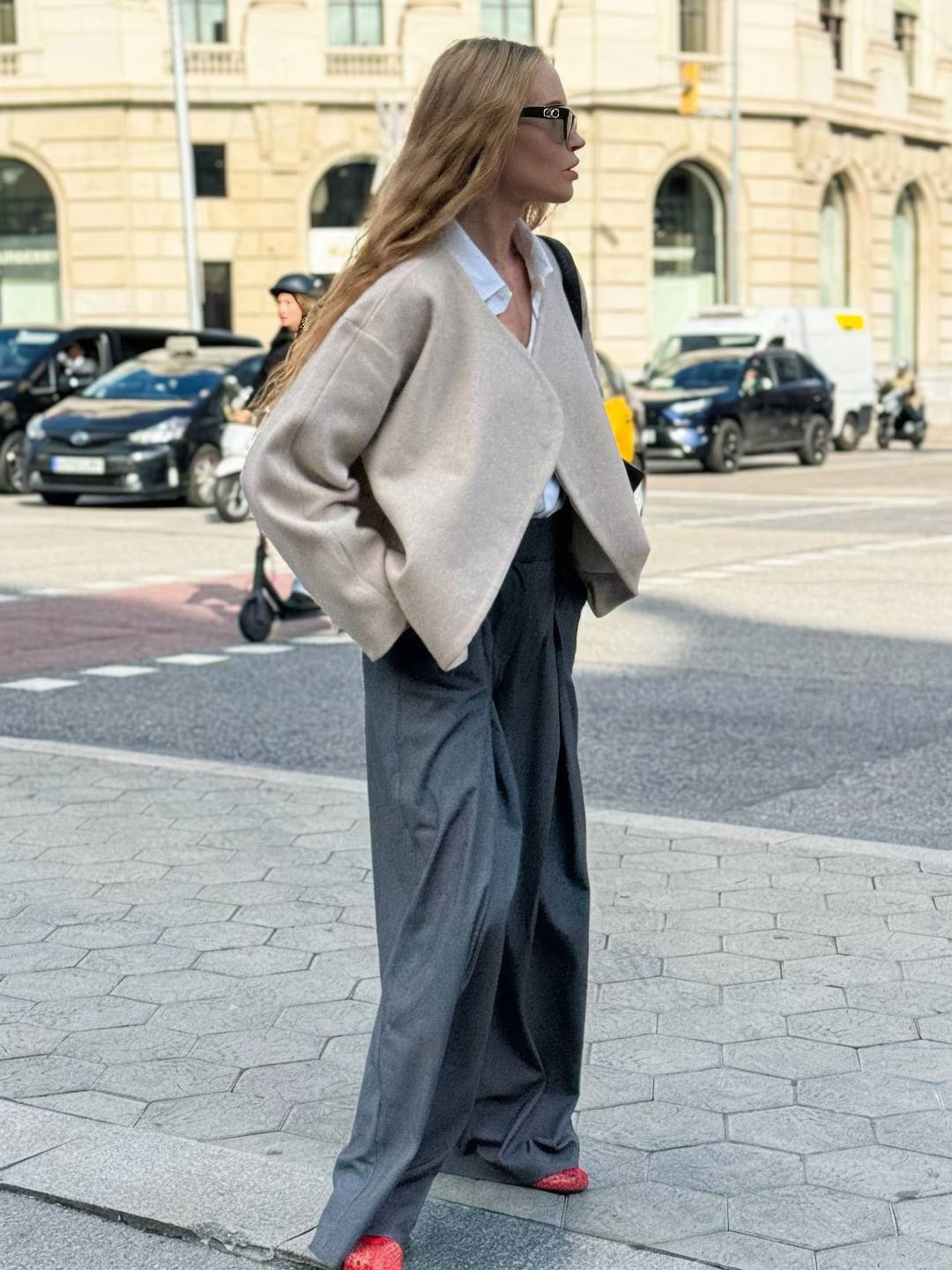 Cocolii veste court femme en laine manteau oversize ouvert sans col élégant décontracté blouson chic pour automne hiver