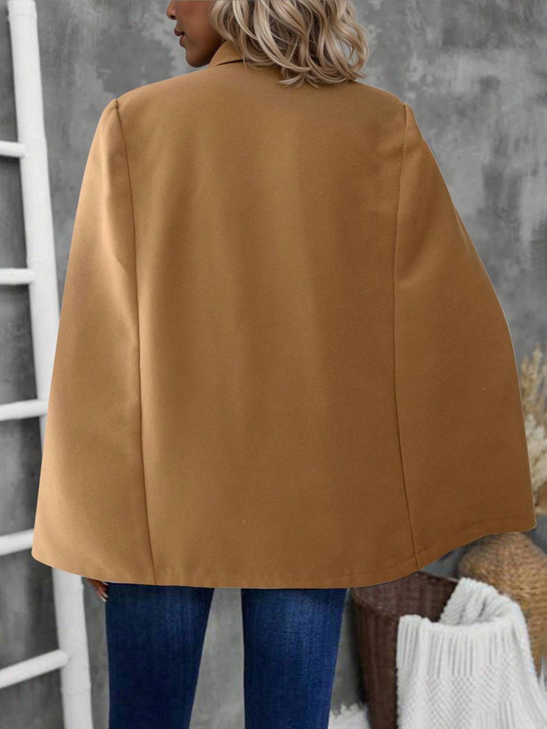 Cocolii court poncho manteau femme col montant manches cape sans manches vintage décontracté veste cape de bureau