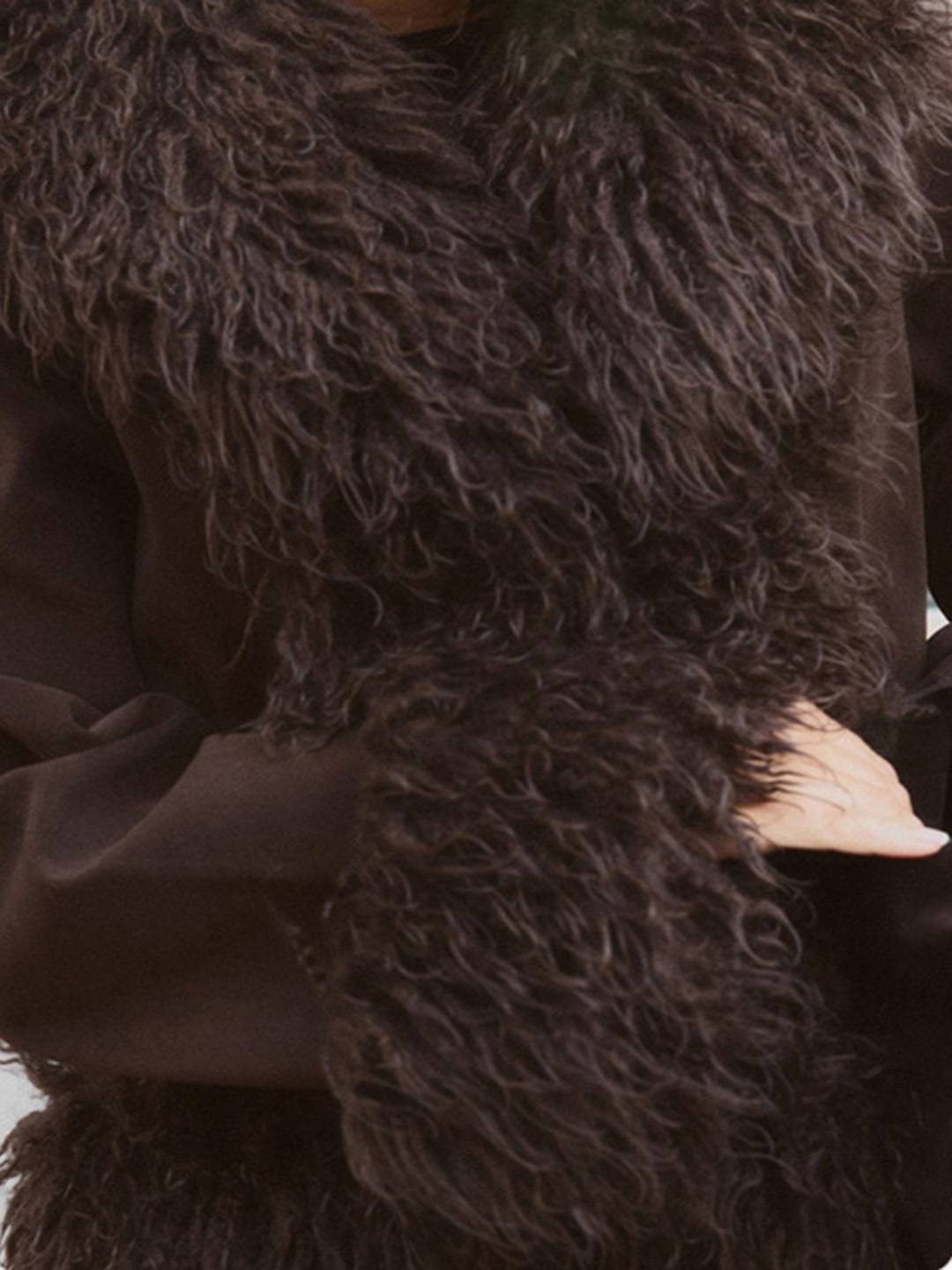 Cocolii manteau en fausse fourrure femme hiver doublure polaire épaisse revers chaud boutonné élégant veste mode vintage