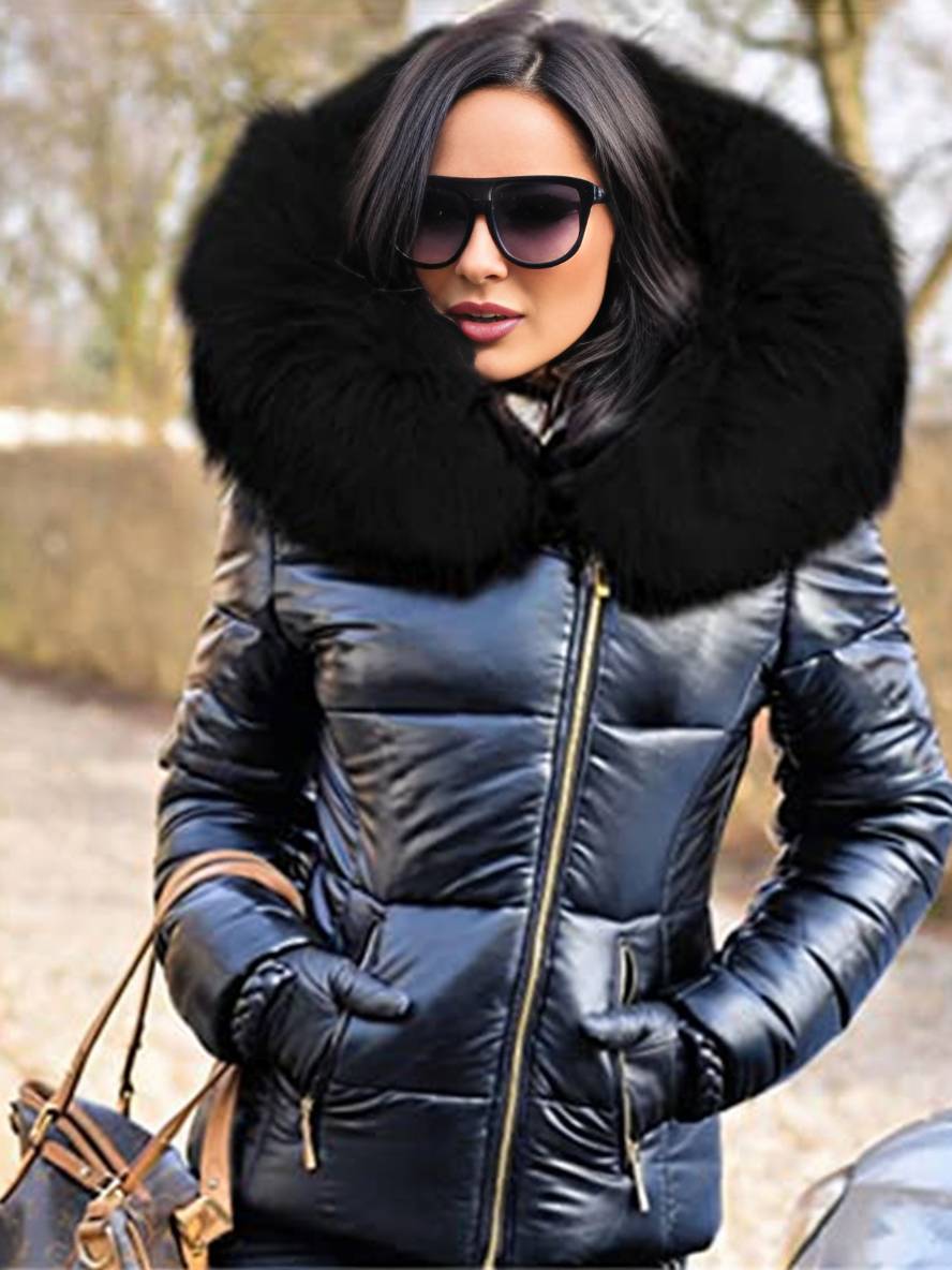 Cocolii court manteau doudoune à capuche avec fausse fourrure fermeture éclair poches femme hiver décontracté veste