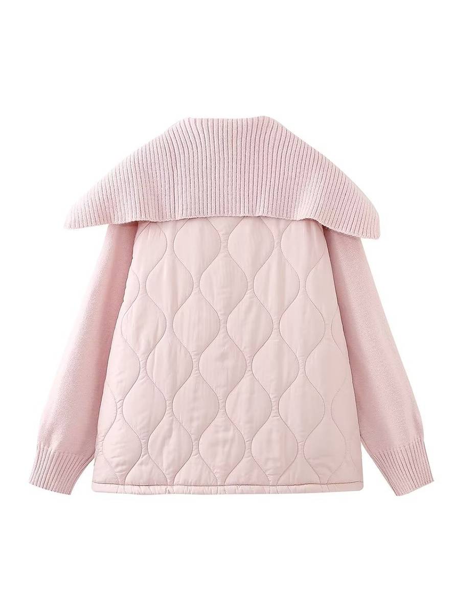 Cocolii manteau géométrique coton boutonnage poches col revers manches longues femme décontracté ample veste