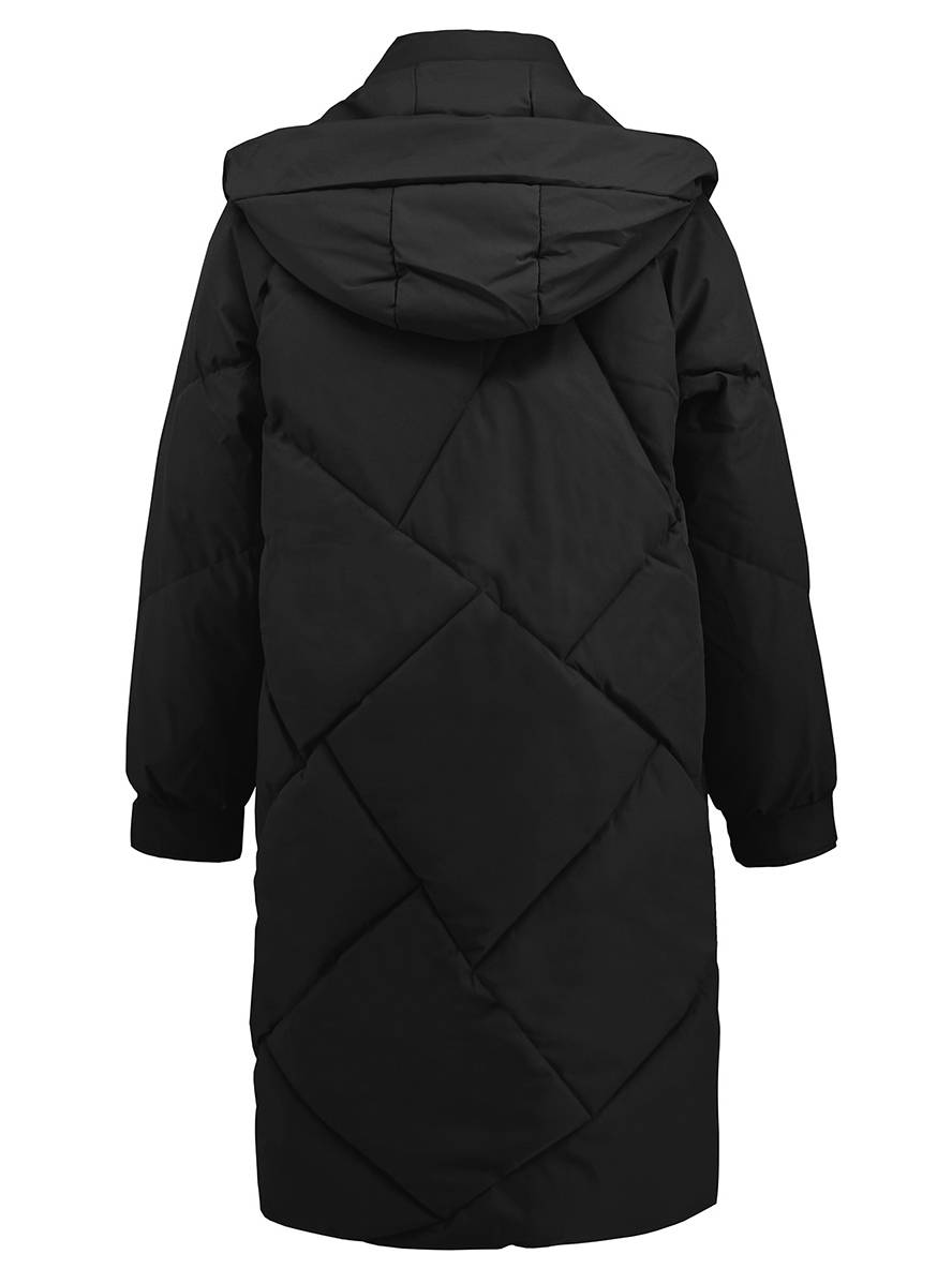 Cocolii mi-longue manteau doudoune unicolore à capuche boutonnage poches femme élégant décontracté oversized