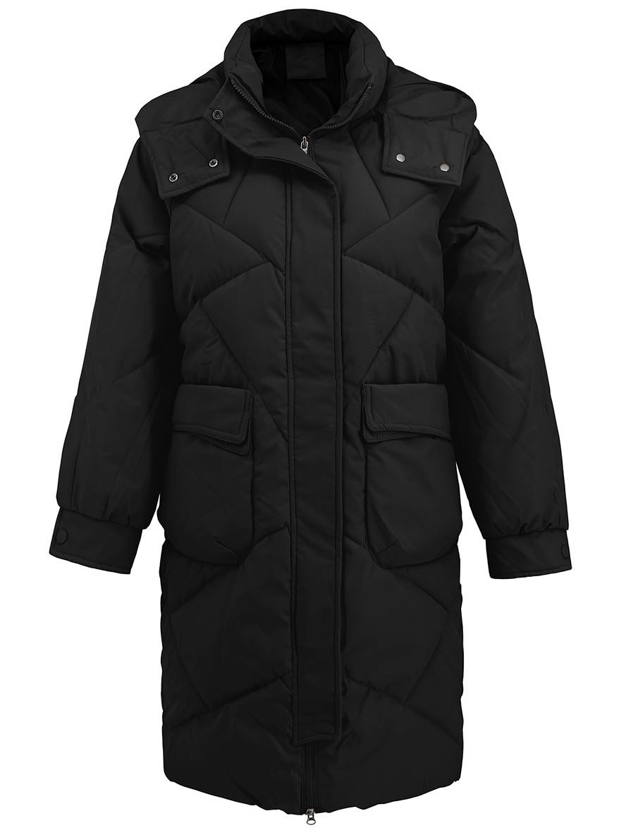 Cocolii mi-longue manteau doudoune unicolore à capuche boutonnage poches femme élégant décontracté oversized