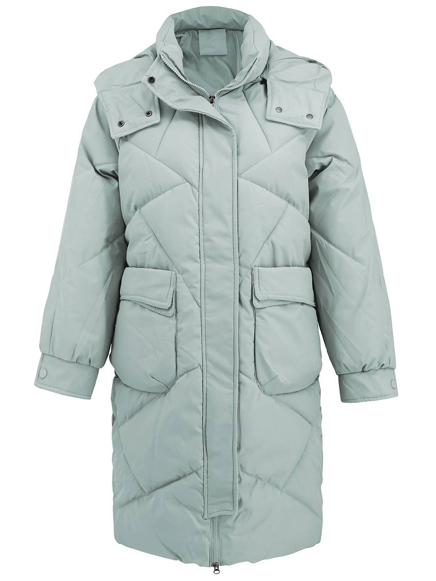 Cocolii mi-longue manteau doudoune unicolore à capuche boutonnage poches femme élégant décontracté oversized