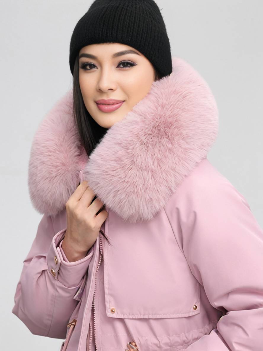 Cocolii mi-longue parka à capuche poches fermeture éclair manches longues femme casual oversized décontracté hiver doudoune