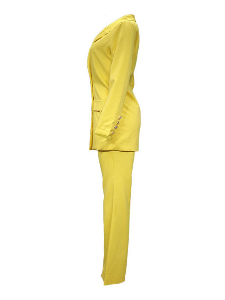 Cocolii ensemble tailleur pantalon pour femme blazer de bureau double boutonnage col revers manches longues élégant deux pièces