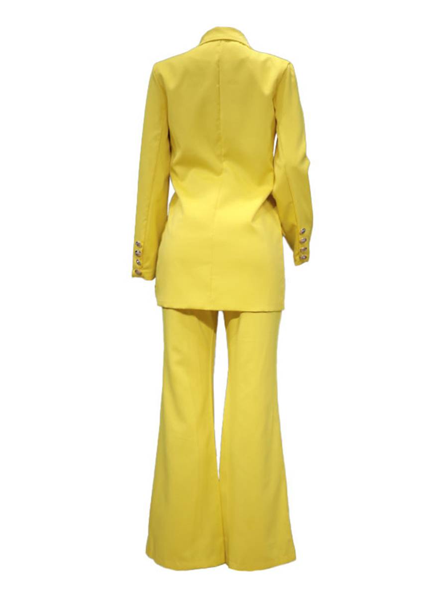 Cocolii ensemble tailleur pantalon pour femme blazer de bureau double boutonnage col revers manches longues élégant deux pièces