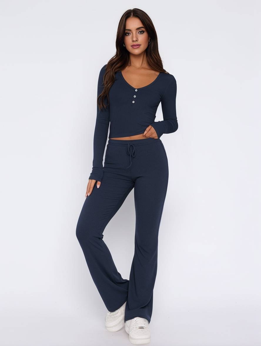 Cocolii tailleurs à pantalon unicolore boutons manches longues femme élégant décontracté mode casual