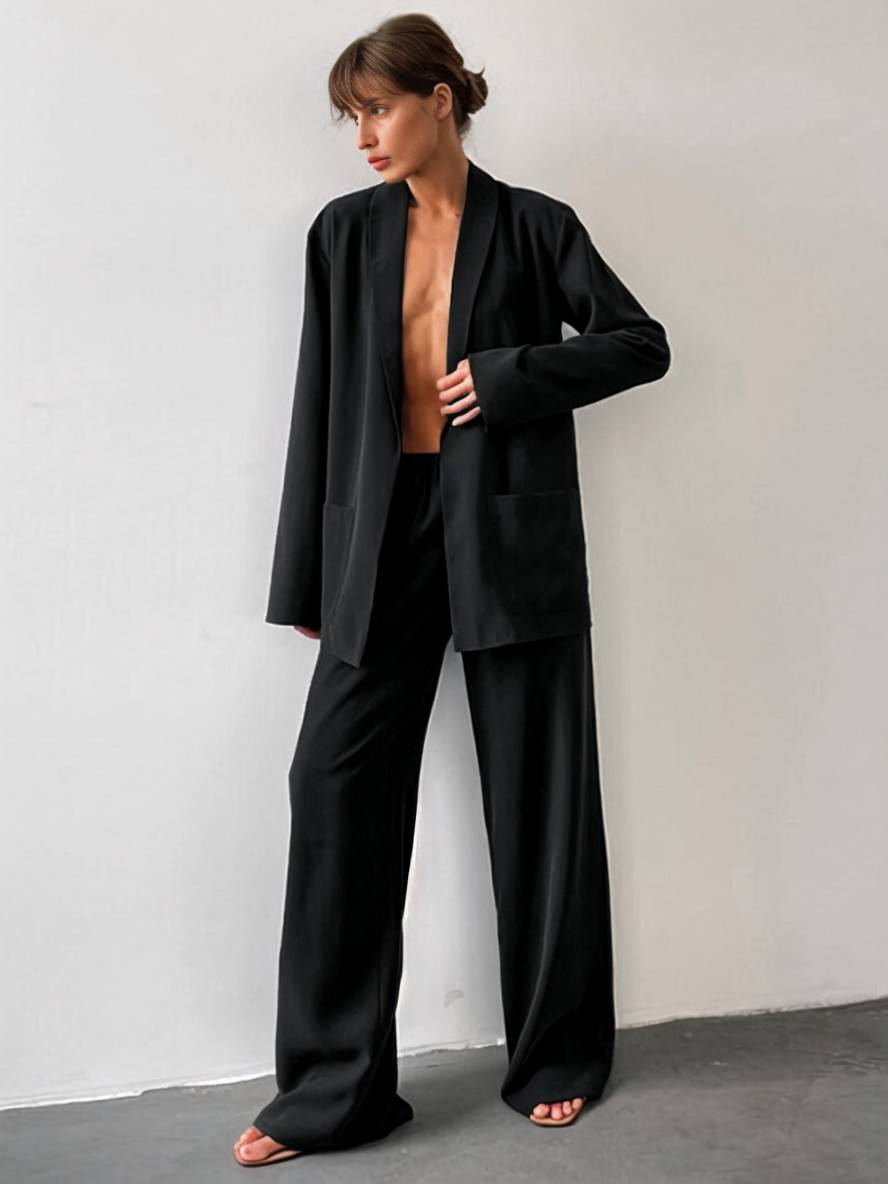 Cocolii ensembles avec pantalon v-cou ceinture poches blazer femme élégant décontracté deux pièces