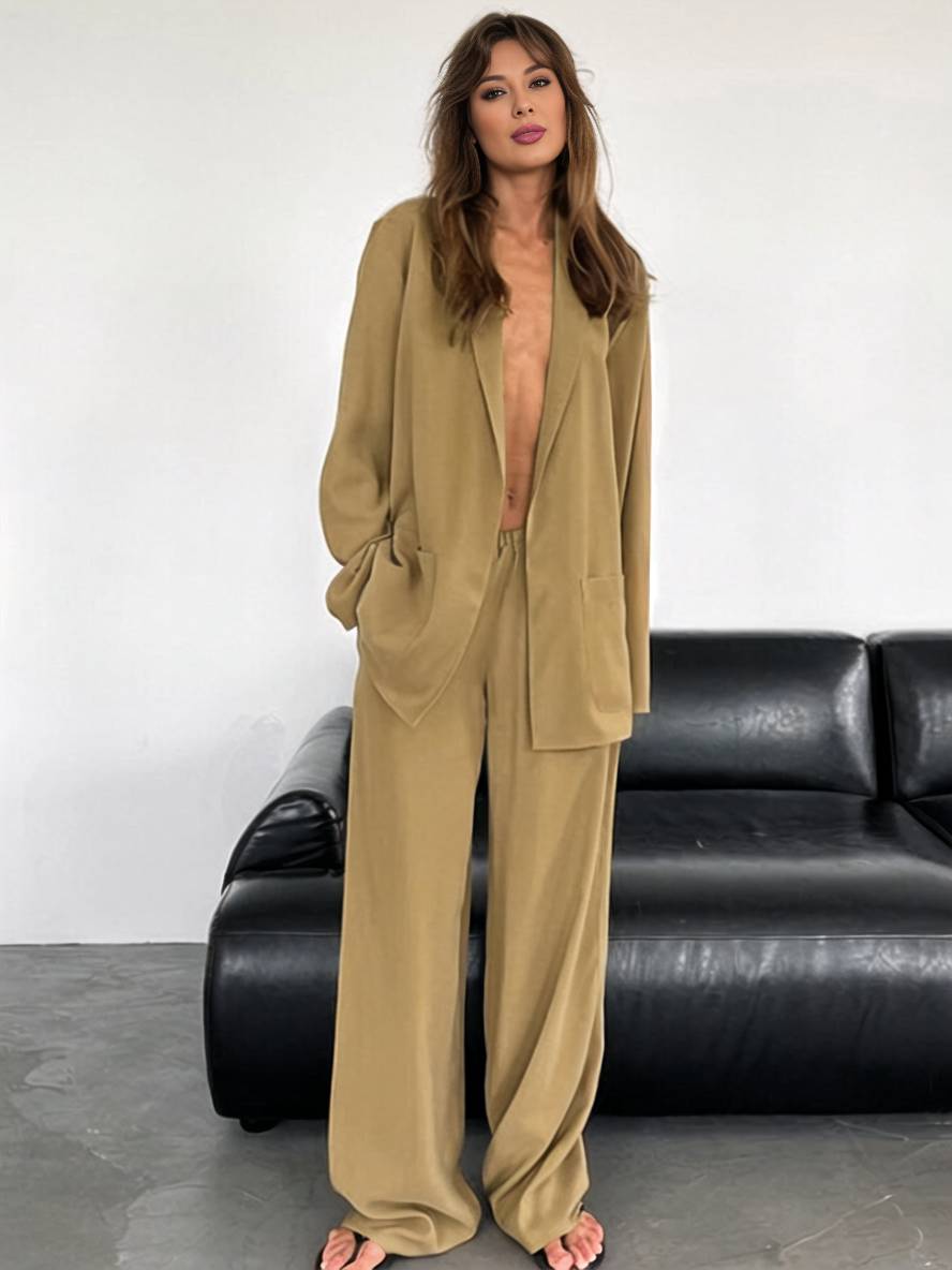 Cocolii ensembles avec pantalon v-cou ceinture poches blazer femme élégant décontracté deux pièces