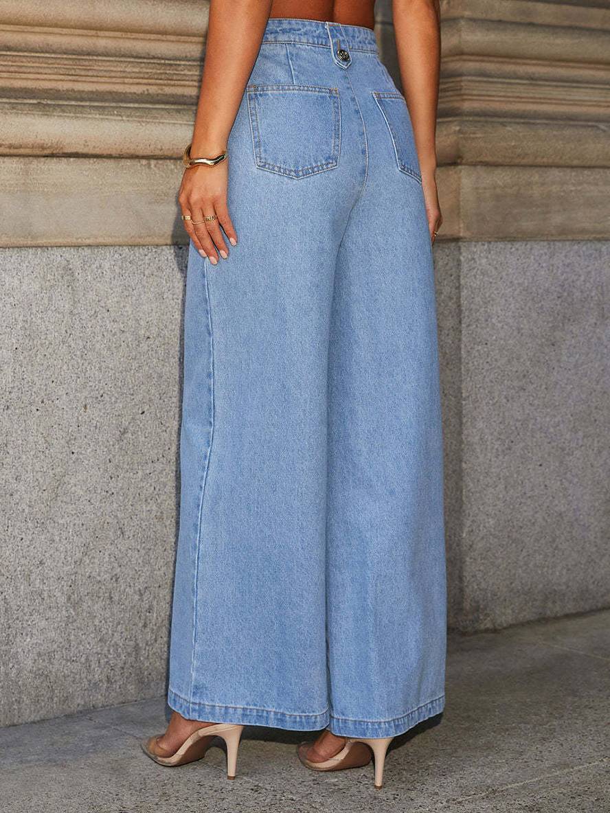 Cocolii ensembles avec jean pantalon larges jambes évasé gilet col rond sans manches femme vintage décontracté casual deux pièces