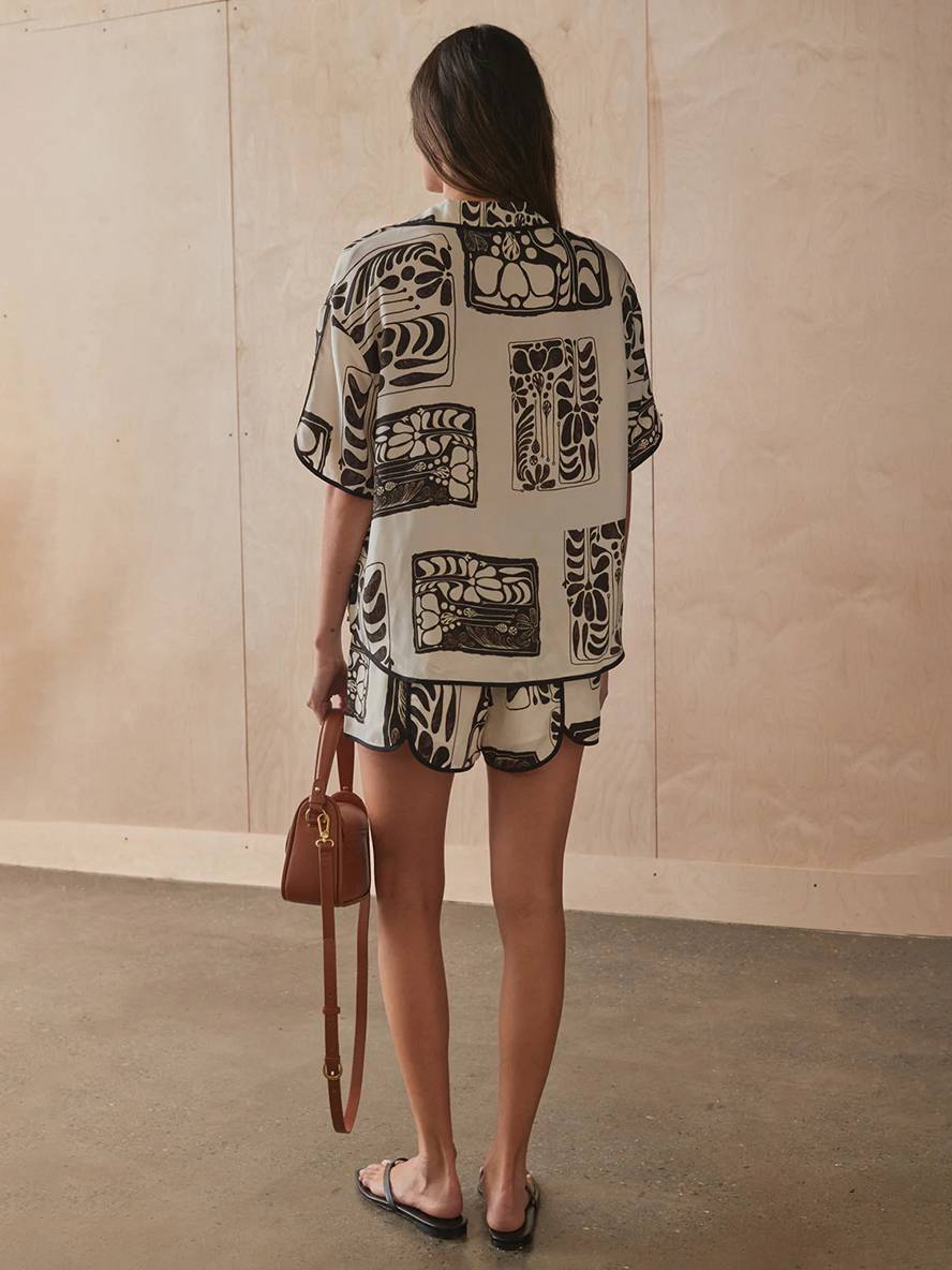 Cocolii ensemble tenue imprimé à fleurie boutonnage col chemise manches courtes femme décontracté ample casual deux pièces