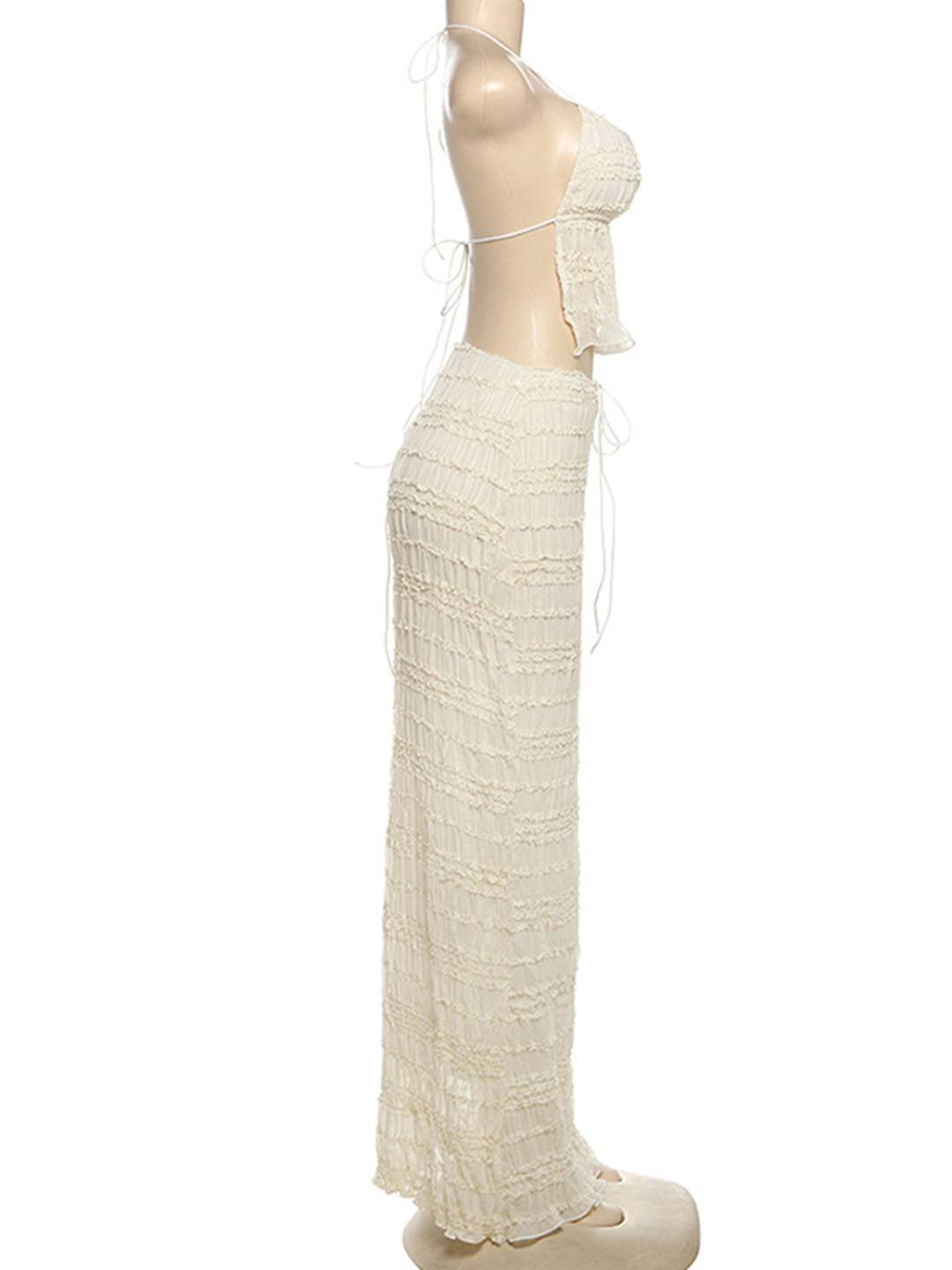 Cocolii tenue ensemble avec longue jupe mousseline dos nu licou sans manches débardeur robe femme bohème décontracté deux pièces