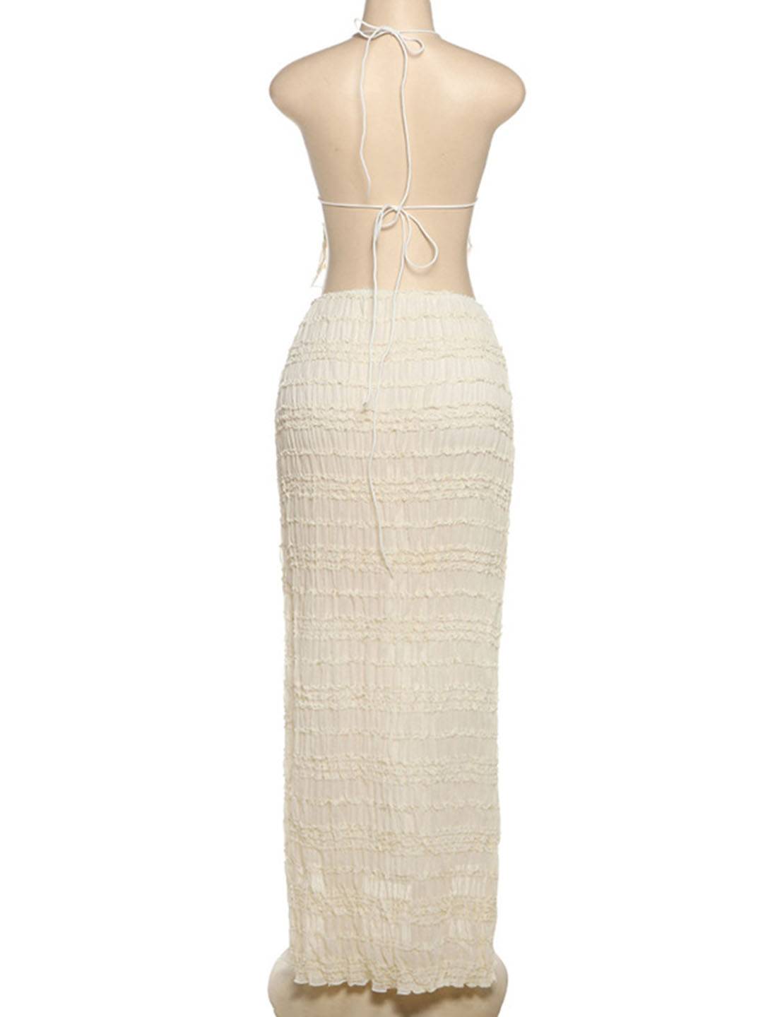 Cocolii tenue ensemble avec longue jupe mousseline dos nu licou sans manches débardeur robe femme bohème décontracté deux pièces